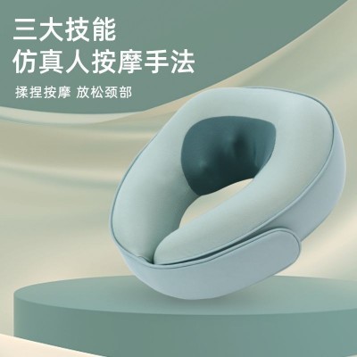 U型按摩枕 便携护颈颈部揉捏颈椎按摩器仿真人热敷颈肩按摩仪  2台图2