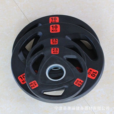 三孔包胶杠铃哑铃家用组合套装加粗大孔手抓铁芯包胶橡胶片图2