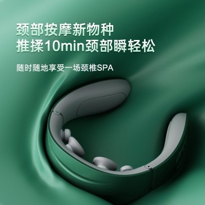 新款智能颈椎按摩充电遥控语音电磁脉冲按热敷叩击震动肩部按摩器图3