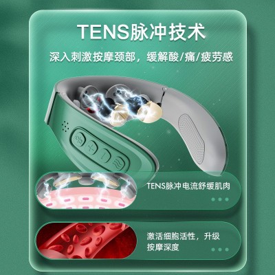 新款智能颈椎按摩充电遥控语音电磁脉冲按热敷叩击震动肩部按摩器图4