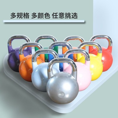 工厂直销壶铃实心铸铁健身私教竞技壶铃提壶深蹲彩色壶玲健身器材图2