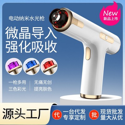 家用面部微晶纳米导入仪冻干粉精华纳米微针美容仪器红蓝光水光枪