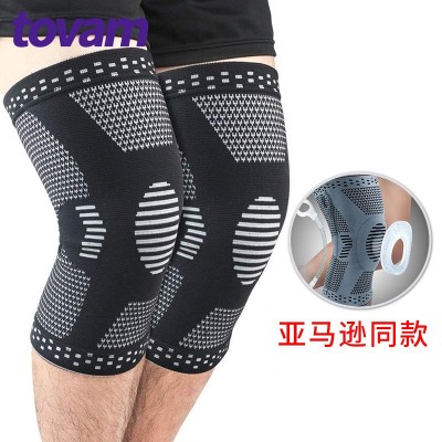 跨境硅胶弹簧防撞支撑压缩透气护腿套针织篮球跑步骑行护护具图3