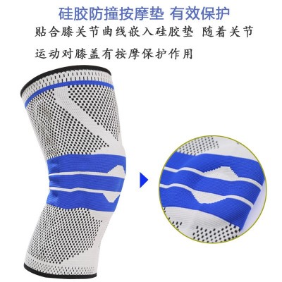 厂家直销运动护膝弹簧硅胶护膝套加压防脱落护膝带针织弹一件代发图5