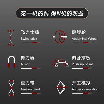 臂力俯卧撑训练器健腹轮超轮卷腹器健身器材家用健腹器拉绳运动图2
