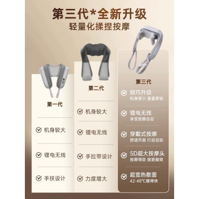志高肩颈按摩披肩斜方肌揉捏颈椎脖腰背部推拿抓捏家用充电工厂图2