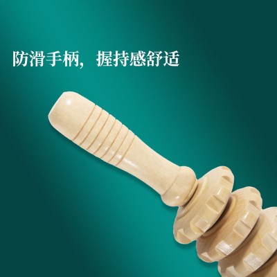 木制滚轮按摩棒实木按摩器全身按摩腹部背部按摩棒实木手柄按摩轮图2