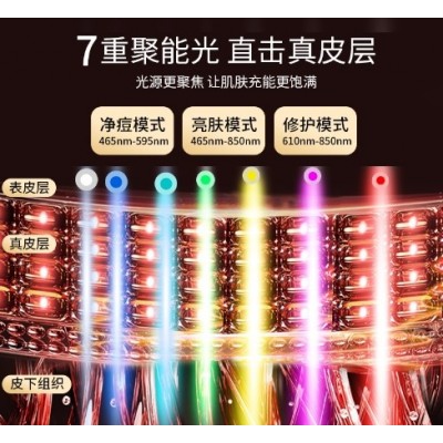 新款跨境硅胶面罩美白祛痘七色大排灯美容仪家用光子嫩肤面膜仪图3