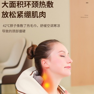 按摩披肩批发多功能颈椎颈肩斜方肌按摩器厂按摩仪加热揉捏披肩图3