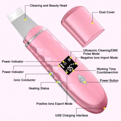 超声波铲皮机 美容仪器铲皮刀去粉刺仪 脸部黑头铲 毛孔清洁器图7