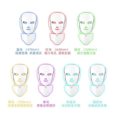 led彩光面罩美容仪工厂7色光疗脖子款美容面光子嫩肤跨境热销定制图3