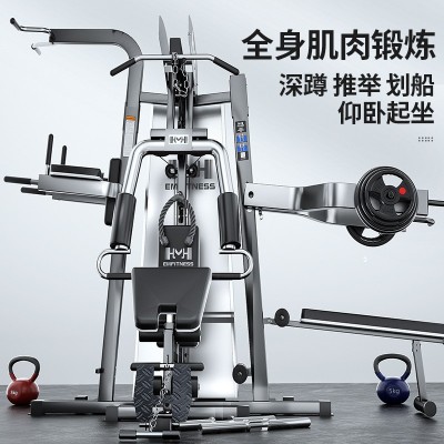 家用三人站综合训练器史密斯深蹲架推举划船多功能仰卧起坐龙门架图2