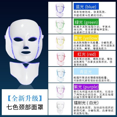 跨境七彩美容面罩光子嫩肤七色脖子光谱仪家用脸部LED美容面罩图5