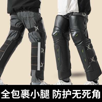 冬款电动摩托车护膝男女长款骑行防寒保暖PU挡风加厚短款加绒护腿图3