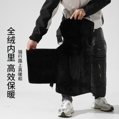 冬款电动摩托车护膝男女长款骑行防寒保暖PU挡风加厚短款加绒护腿图2
