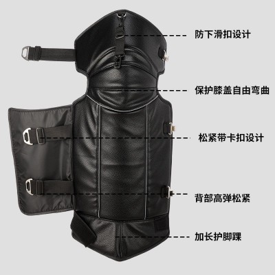 冬款护膝长款男女骑行防寒保暖PU挡风加厚短款电动摩托车加绒护腿图3