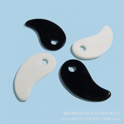 天然黑白玉八卦太极刮痧板黑白刮脸美容板 眼部阴阳鱼按摩器图4