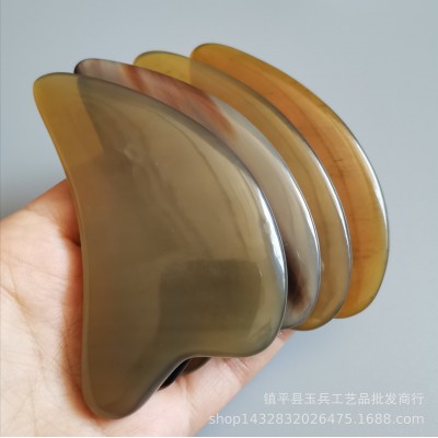 牦牛角刮痧板面部脸部刮痧片海豚形经络拨筋棒按摩片刮痧板批发图5