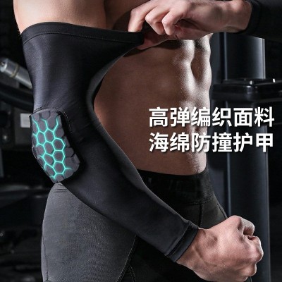 篮球蜂窝防撞护臂男士高弹加压防摔护肘薄运动骑行肘关节防护护具图4