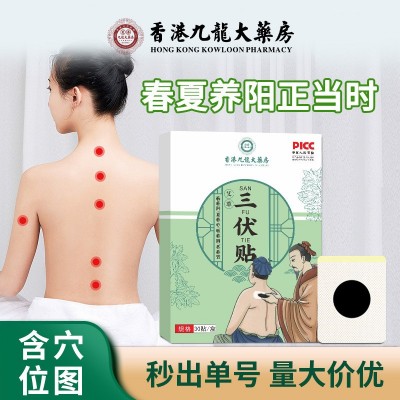 艾草三伏贴香港九龙大药房冬病夏治30贴/盒送穴位图批发灸敷贴图5