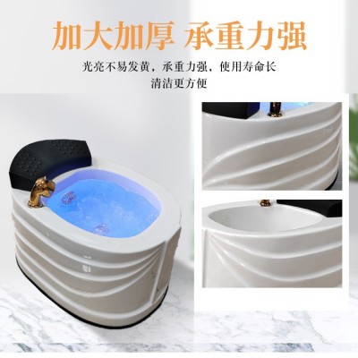 亚克力足浴盆按摩自动电动家用深桶泡脚盆足疗店金色加深洗脚盆图3