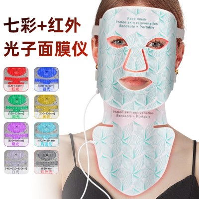 光谱仪红蓝光美容仪器家用led美容面罩带脖子大排灯光子面膜仪图1