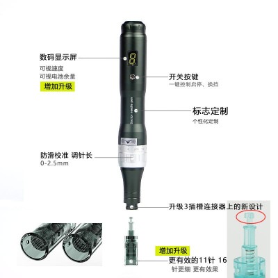源头工厂纳米小黑笔电动微晶微针仪 中胚层水光精华MTS导入仪跨境图3