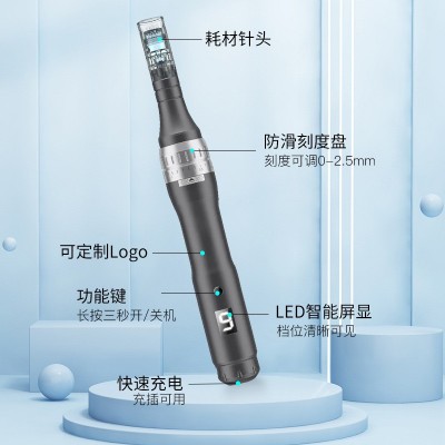 小黑笔美容导入仪纳米微晶冻干粉MTS水光抗痘纹绣纹唇 跨境亚马逊图4