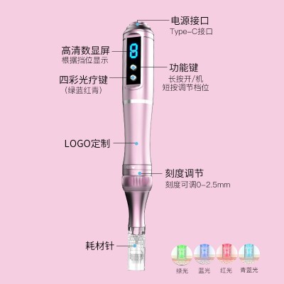 全新升级微晶微针导入笔 玫瑰金多功能水光冻干粉MTS 跨境亚马逊图2
