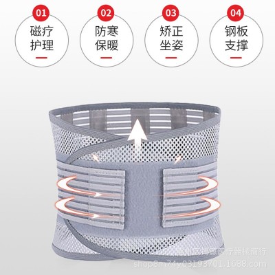 厂家直供夏季透气五根护腰带薄款束腰腰围男女网状腰带钢 板支撑图2