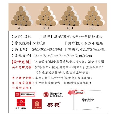 十年黄金艾柱蕲艾柱高比例54粒金艾绒南阳艾灸条多比例艾灸馆专用图2