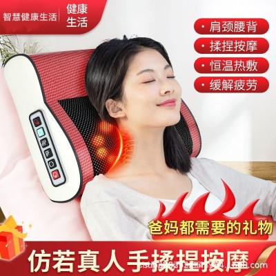 按摩枕颈椎按摩器颈部腰部多功能电动枕头背部家用按摩图2