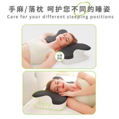 跨境人体工学慢回弹记忆棉枕头睡眠护颈椎枕头侧睡蝶形枕记忆枕图4