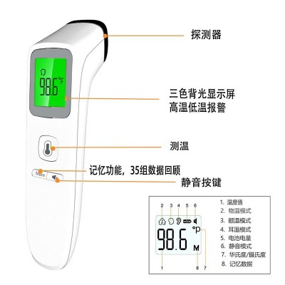 外贸出口家用红外线额温枪手持式人体测温仪医用电子体温计测温枪图3