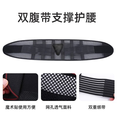 跨境透气健身运动护腰带魔术贴弹力加压支撑腰带透气心形腰垫2图3